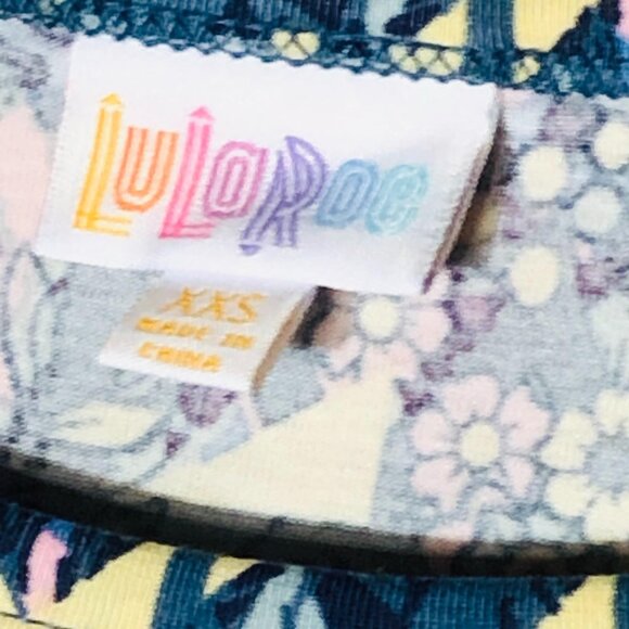 LuLaRoe Julia dress short sleeve geometric blue & pink size xxs new READ - Picture 4 of 12